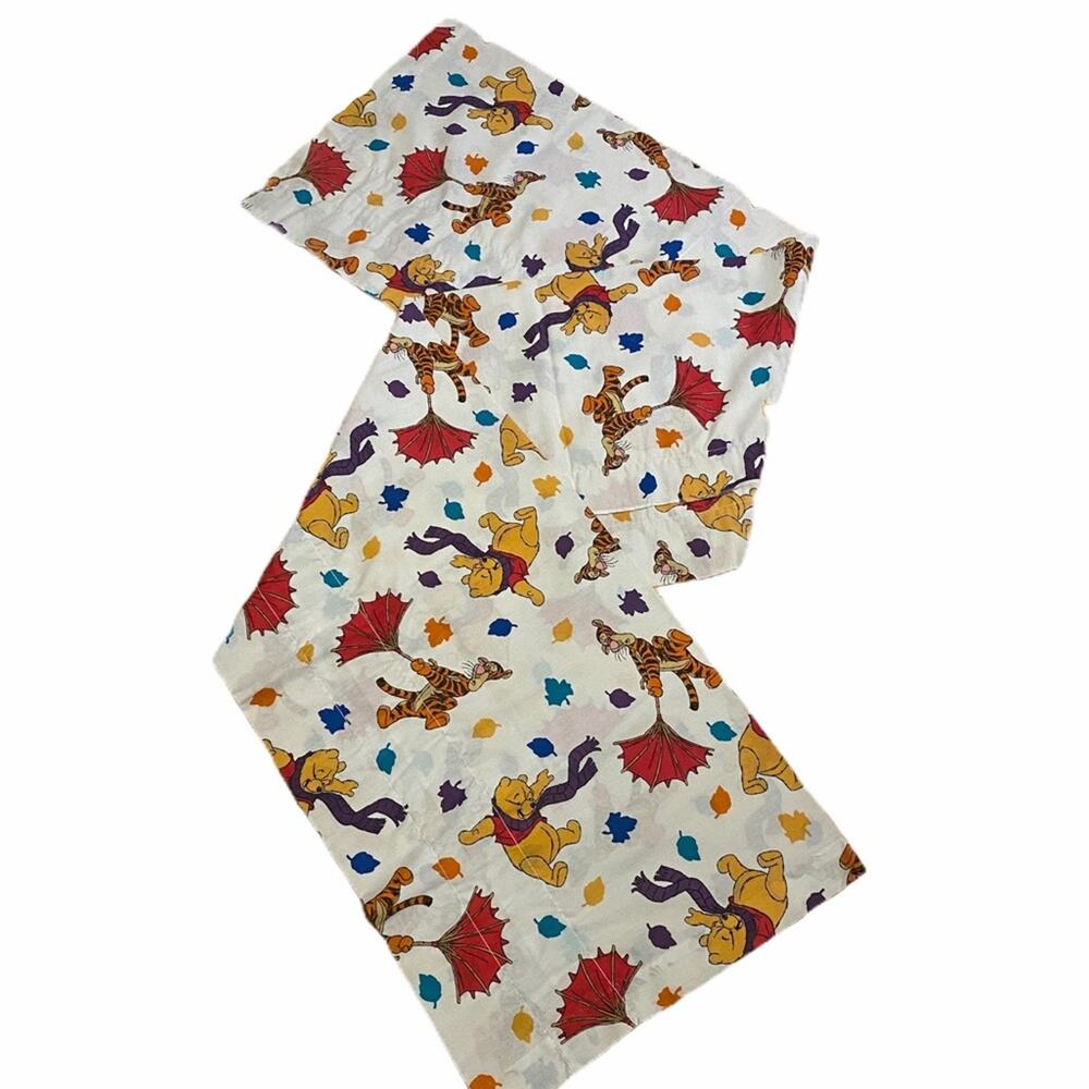 Disney Pooh and Tigger Blustery Day Fall Leaves Window Curtain Rod Cover Fabric